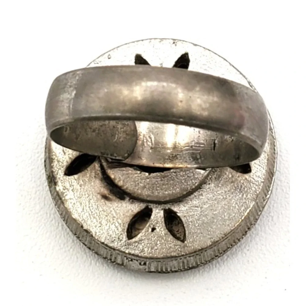 Vintage 1970s Silver & Gold Tone Zodiac Pisces Adjustable Ring